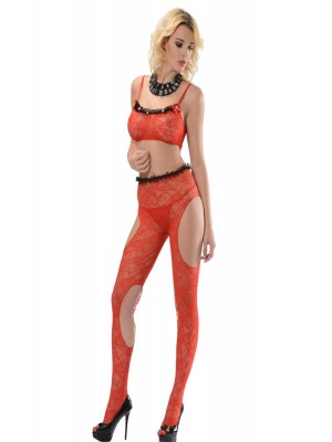 Sistina 1028 Fantazi Vücut Çorabı Kırmızı