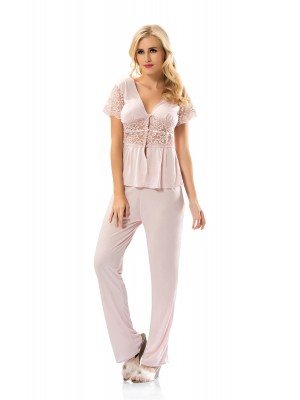 Sistina 1555 Penye Pijama Takım Pudra