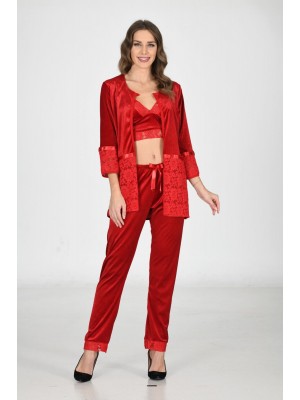 Sistina 1440 Kadife 3'Lü Takım Kırmızı
