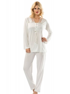 Sistina 1556 Penye Pijama Takım Ekru