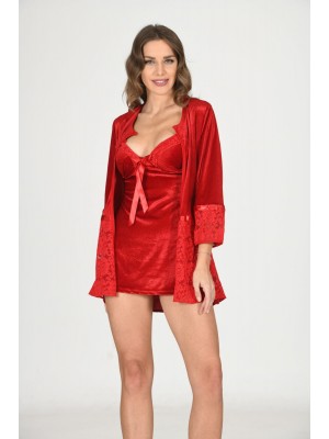 Sistina 1439 Kadife İkili Takım Kırmızı