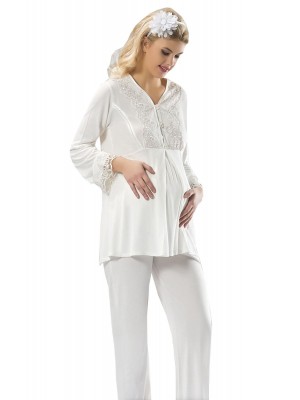 Sistina 1604 Lohusa Pijama Takımı Ekru