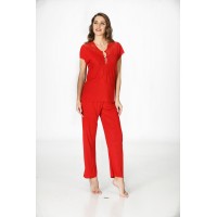 Sistina 1551 Penye Pijama Takım Kırmızı