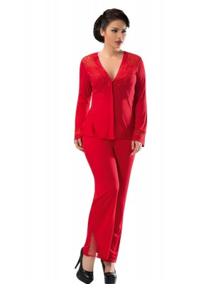 Sistina 1581 Penye Çeyizlik Pijama Takım Kırmızı