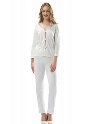 Sistina 1576 Penye Çeyizlik Pijama Takım Ekru