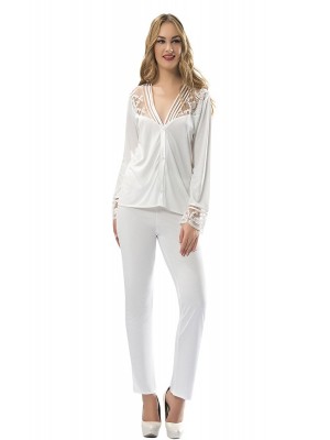 Sistina 1574 Penye Çeyizlik Pijama Takım Ekru