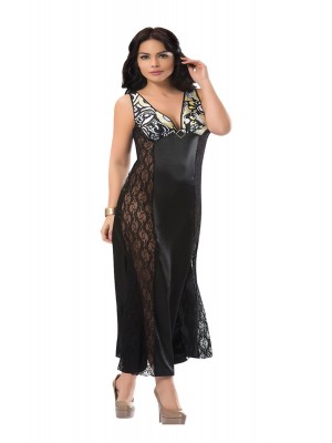 Sistina 085 Dantelli Saten Gecelik Siyah