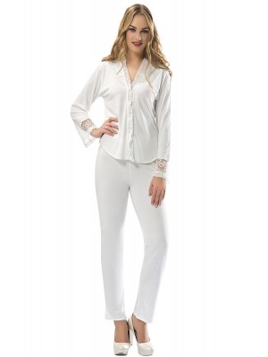 Sistina 1572 Penye Çeyizlik Pijama Takım Ekru