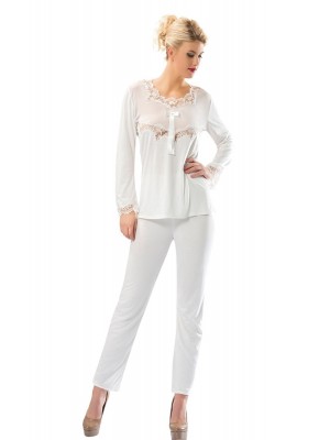 Sistina 1566 Penye Çeyizlik Pijama Takım Ekru
