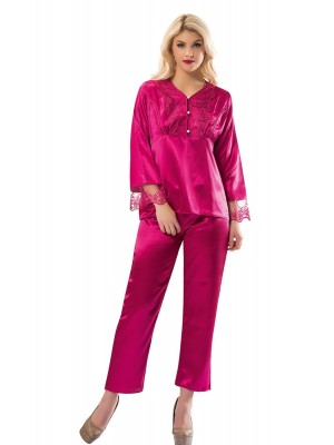 Sistina 1595 Saten Çeyizlik Pijama Takım Fuşya