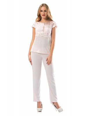 Sistina1607 Penye Pijama Takım Pudra