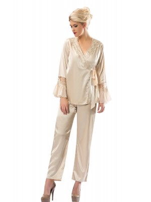 Sistina 1592 Saten Çeyizlik Pijama Takım Krem