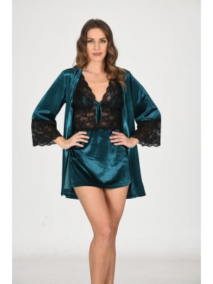 Sistina 1443 Kadife İkili Takım Petrol Yeşili