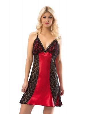 Sistina 373 Dantelli Saten Gecelik Çok Renkli