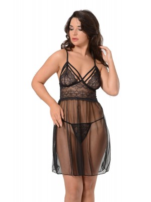 Sistina 684 Dantelli Fantazi Gecelik Siyah