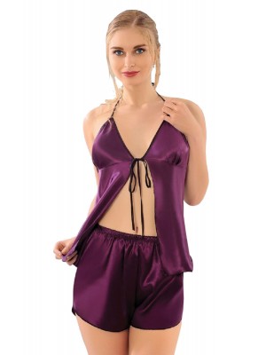 Sistina 294 Saten Atlet Şort Takım Mor