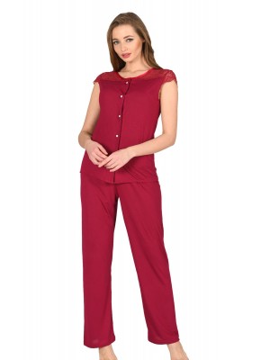 Sistina 1632 Penye Pijama Takım Bordo