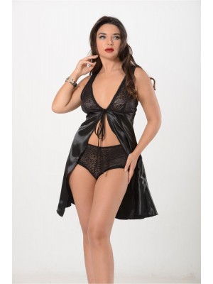 Sistina 341 Saten Gecelik Siyah