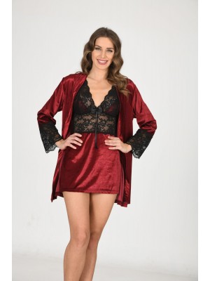 Sistina 1445 Kadife İkili Takım Bordo