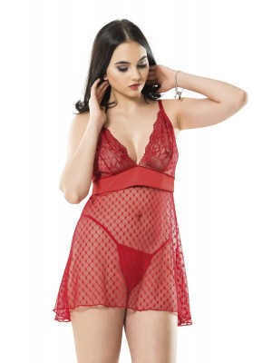 Sistina 114 Dantelli Gecelik Kırmızı