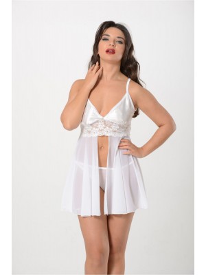 Sistina 671 Tül Gecelik Beyaz