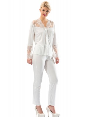 Sistina 1596 Penye Pijama Takım Ekru