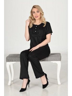 Sistina 1585 Penye Pijama Takım Siyah