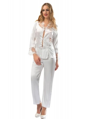 Sistina 1582 Saten Çeyizlik Pijama Takım Beyaz