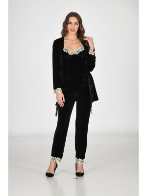 Sistina 1441 Kadife 3'Lü Takımı Siyah