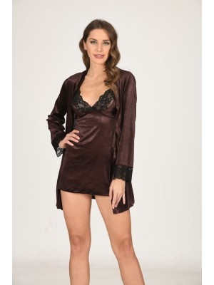 Sistina 1448 Kadife İkili Takım Kahverengi