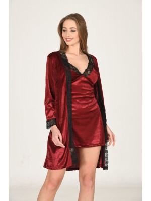 Sistina 1435 Kadife İkili Takım Bordo