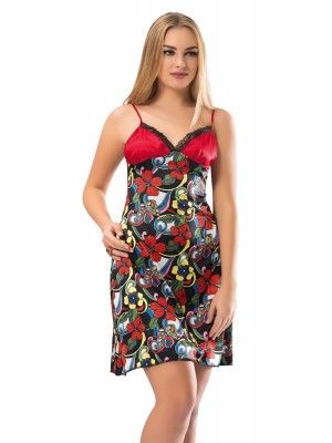 Sistina 318 Dantelli Saten Gecelik Çok Renkli