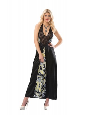 Sistina 086 Dantelli Saten Gecelik Siyah