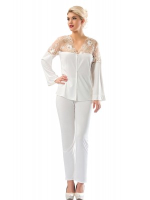 Sistina 1564 Penye Çeyizlik Pijama Takım Ekru