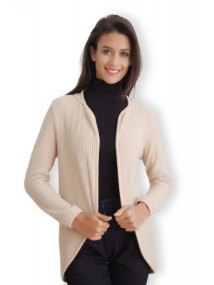 KREM DÜZ YAKA BAYAN TRİKO