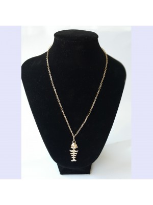 BALIK MODEL ALTIN TAŞLI BAYAN KOLYE