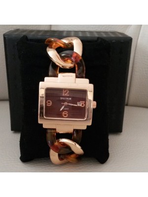 ÖRGÜ KORDON KAHVERENGİ-DORE  SPECTRUM BAYAN KOL  SAATİ