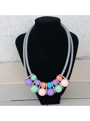 RENKLİ BONCUKLU LAME HALAT BAYAN KOLYE