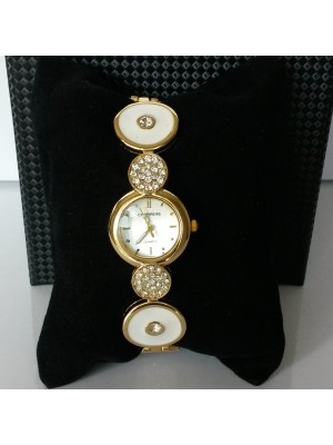 BEYAZ-DORE TAŞLI ÖZEL TASARIM BAYAN KOL  SAATİ