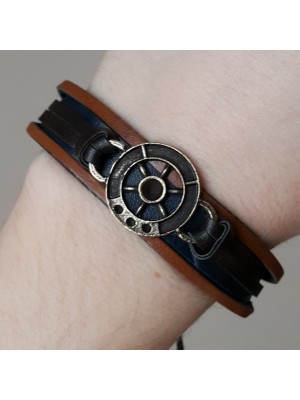 KAHVERENGİ-LACİVERT-TABA ÜZERİ DÜMEN FİGÜRLÜ BAYAN BİLEKLİK