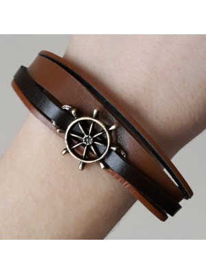 KAHVERENGİ-TABA ÜZERİ ÇAPA FİGÜRLÜ BAYAN BİLEKLİK