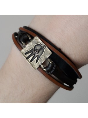 KAHVERENGİ-LACİVERT-TABA ÜZERİ RABİA FİGÜRLÜ BAYAN BİLEKLİK