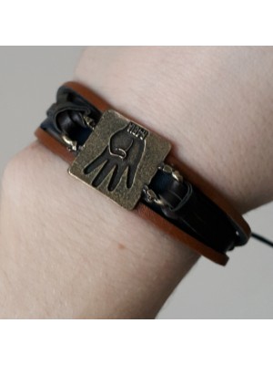 KAHVERENGİ-LACİVERT-TABA ÜZERİ RABİA FİGÜRLÜ BAYAN BİLEKLİK