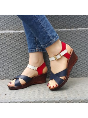 SANDY Lacivert Kırmızı Beyaz  Bayan Sandalet