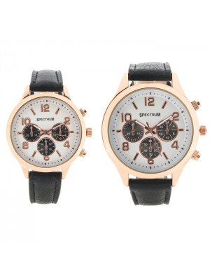 BAY BAYAN TAKIM SİYAH İÇİ KREM-SİYAH  SAAT