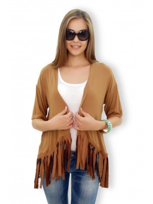 PÜSKÜLLÜ KAHVE ÖZEL TASARIM DERİ CEKET