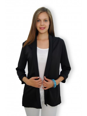 SİYAH SATEN ŞAL YAKA BAYAN CEKET