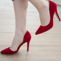 VİCTORİA Kırmızı Süet Topuklu Ayakkabı