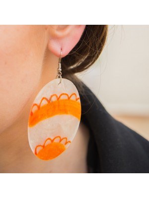 DAİRE TURUNCU-BEYAZ BAYAN KÜPE