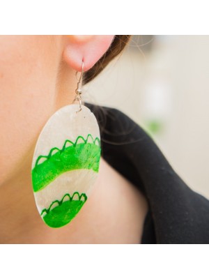 DAİRE YEŞİL-BEYAZ  BAYAN KÜPE